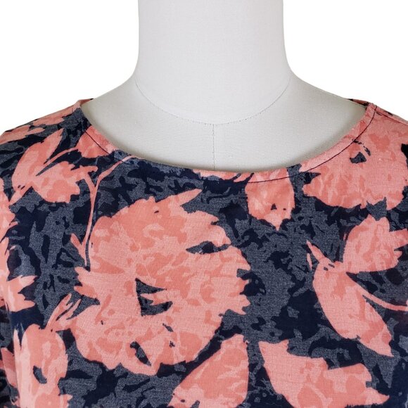 INC International Lightweight Semi Sheer Size L Top Navy Coral Pink, Runs Small - Picture 6 of 8